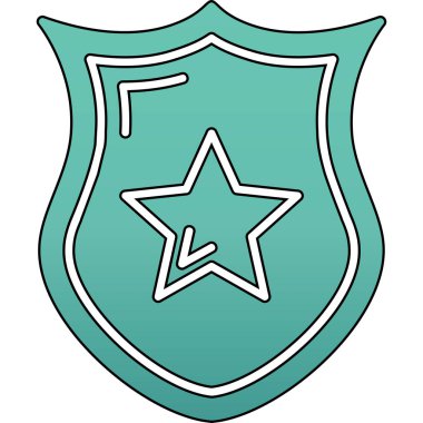 Yeşil kalkanı olan bir yıldızın basit ve şık bir tasviri.