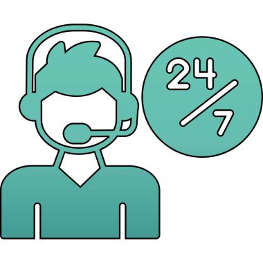 Çağrı merkezi operatör simgesi. Beyaz arkaplanda izole edilmiş web tasarımı için müşteri merkezi vektör simgesi