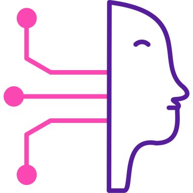 Yapay zeka baş simgesi. Beyaz arkaplanda izole edilmiş web tasarımı için insan beyni baş vektör simgesi