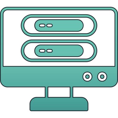 Bir bilgisayar monitörünün çizgi film simgesinin vektör çizimi