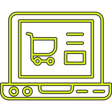 dizüstü bilgisayar alışveriş simgesi vektör çizimi