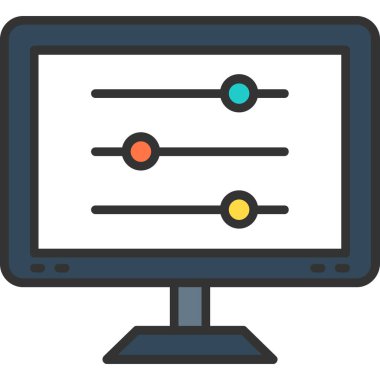 Bilgisayar monitörü simgesi. Basit tasarım