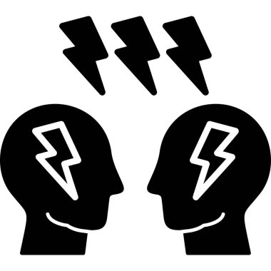 İki yıldırım ve gök gürültüsü vektör simgesi. beyaz arkaplanda siyah simge izole edildi