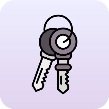 Anahtar deliği ve etiket vektör illüstrasyonlu karalama anahtarı