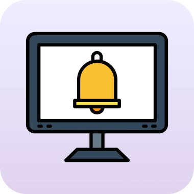 Bilgisayar monitörü simgesi, vektör illüstrasyonu beyaz arkaplanda izole edildi