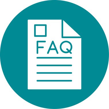 Bir belgenin soru ve faq içeren bir simgesinin vektör illüstrasyonu