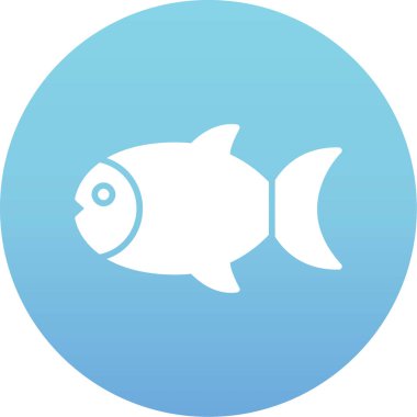 Mavi arka planda izole edilmiş modaya uygun düz dizaynlı balık simgesi. Balık sembolü. tasarım web tasarımınız, uygulama vektör illüstrasyonunuz.