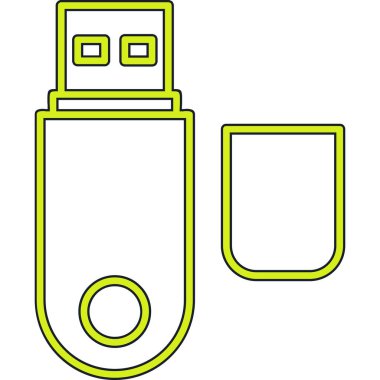 USB flash diskin basit vektör simgesi beyaz üzerine izole edildi