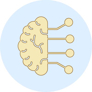 İnsan zekası simgesi, düz stil. beyin vektörü çizimi.