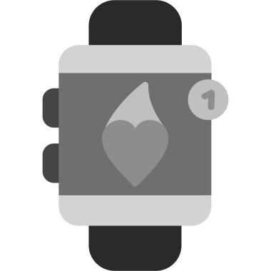 Kalp ikonlu akıllı seğirme. akıllı saat vektörlü akıllı saatin düz tasarımı