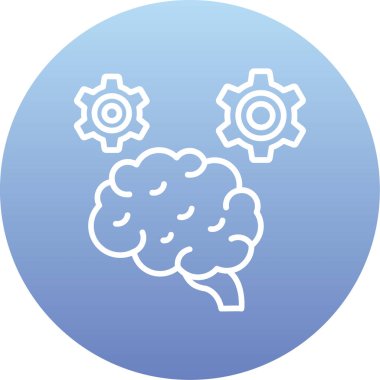 Beyin vektör simgesi. biçim düz yuvarlak kare simgesi, kobalt ve mavi renkler, beyaz arkaplan.