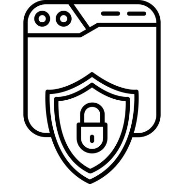 Güvenlik simgesi ve vektör illüstrasyonu beyaz arkaplanda izole edildi