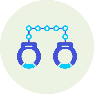 Zincir vektör simgesi. bicolor düz simge ve mavi yuvarlak açılar, gri ve beyaz renkler.