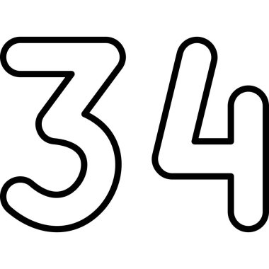 4 numara 3 satır simgesi, dış hat ve ince, vektör işareti, doğrusal pictogram