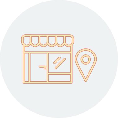 Alışveriş merkezi simgesi, ince çizgi izole edilmiş, doğrusal vektör illüstrasyon tasarımı, yumuşak gradyan ve beyaz arkaplan üzerinde çizgi konsept sembolü