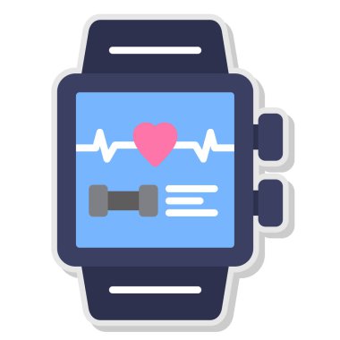 kalp simgesi ve vektör illüstrasyonlu akıllı saat