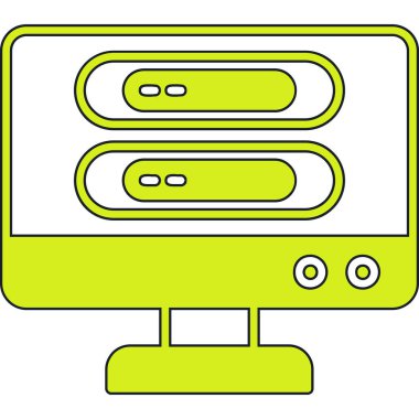 Bilgisayar monitörü simgesi. Web için bilgisayar monitörü vektör simgesinin özet çizimi