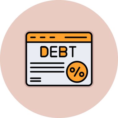 borç vektörü düz renk simgesi