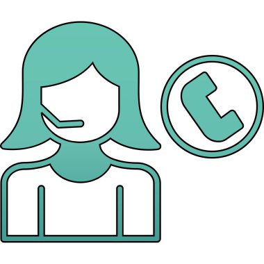 Çağrı merkezi kadın simgesi tam taslak biçimi