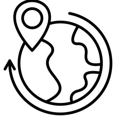 Oklu küre simgesi. Beyaz arkaplanda izole edilmiş web tasarımı için dünya vektör simgesine sahip dış hat küresi