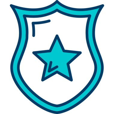 Rozet yıldızı ikonu. Web için yıldız vektör simgelerinin özet çizimi