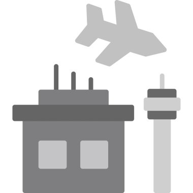 Havaalanı terminali simgesi. Web için havaalanı terminal düz simgelerinin vektör illüstrasyonu