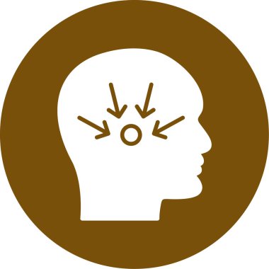 Beyin vektör simgesi. biçim düz sembol, yuvarlak açılar, beyaz arkaplan, sarı arkaplan.