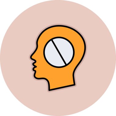 İnsan kafasının hap ile illüstrasyonu