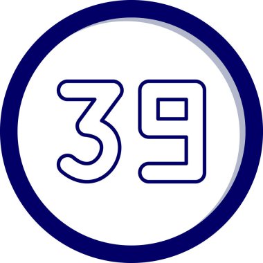 Beyaz arkaplanda daire numarası olan mavi bir 9 numara.