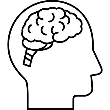 Beyin zihin simgesi ana hatlar biçiminde