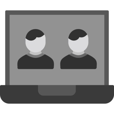 Monokrom dizaynındaki video konferans simgesi beyaz arkaplanda izole edilmiş. Konferans ve video konferansı. vektör illüstrasyonu.