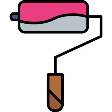 Boya silindiri ikonu. Web için boya silindiri vektör simgesinin özet çizimi