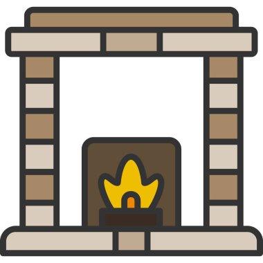 Şömine ikonu. vektör illüstrasyonu