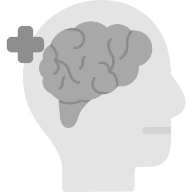 Beyin ikonu, vektör illüstrasyonu ile beyin düşünme