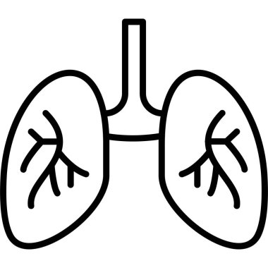 Akciğer simgesi, dış hat biçimi beyaz arkaplanda izole