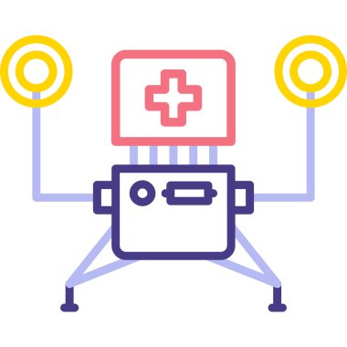 Tıbbi çapraz simge vektörü olan bilgisayar monitörü.