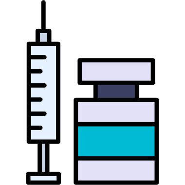 Şırınga ve aşı simgesi, vektör illüstrasyonu