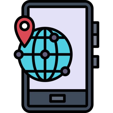 konum gps harita simgesi doldurulmuş dış hat biçimi