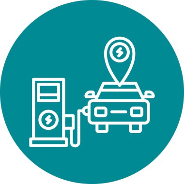 Araba simgesi ve vektör illüstrasyonlu harita işaretleyici