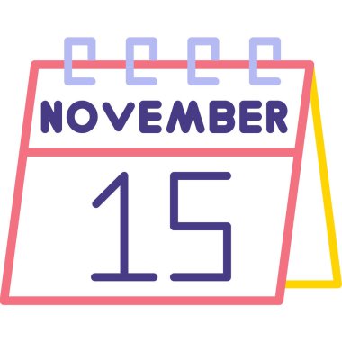 Takvimde 15 Kasım takvimi ve takvim tarihi simgesi, tarih planlama ve beyaz arkaplanda izole edilmiş tarih. Basit