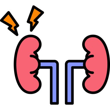 Acı sembollü karikatür böbrekleri.