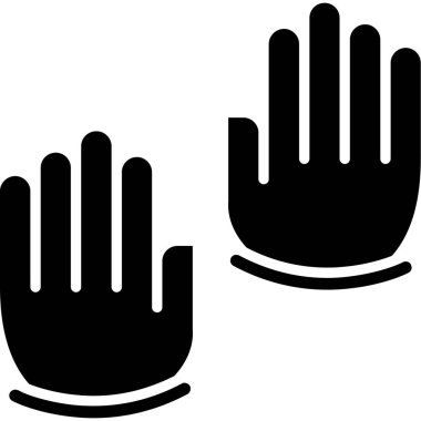 Eldiven simgesi ile el, vektör illüstrasyonu