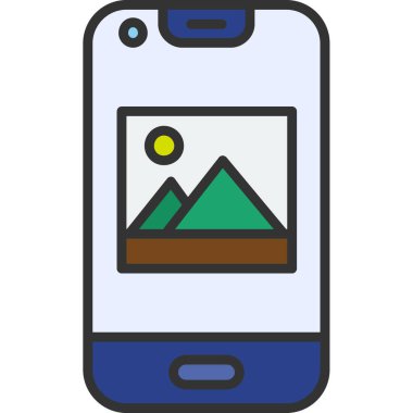 Dağ manzarası görüntüsü gösteren akıllı telefon