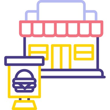 Yiyecek ve içecek ikonunun vektör illüstrasyonu