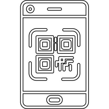 qr kodlu akıllı telefon ve qr kod simgesi, satır tasarımı