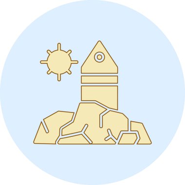 Roket. Web simgesi basit illüstrasyon