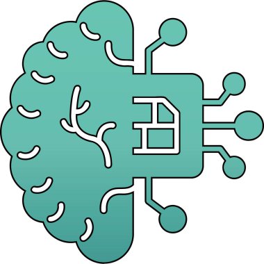 Beyin yapay zeka beyin simgesi - ana hatlar biçiminde