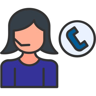 Düz biçimli kadın çağrı merkezi müşteri destek simgesi