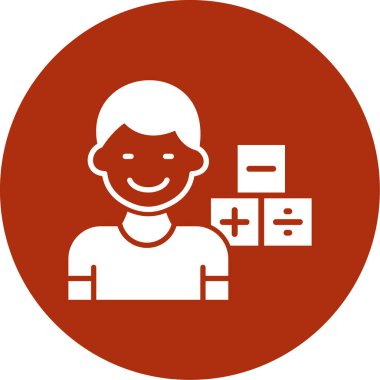 Bir kadın simgesinin vektör çizimi kırmızı bir daire ve kadın yüzü