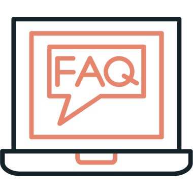 Faq simgesi modada düz. Web için vektör illüstrasyonu